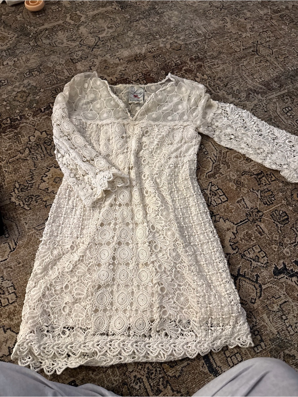 Yoana Baraschi Ivory Crochet Lace Dress